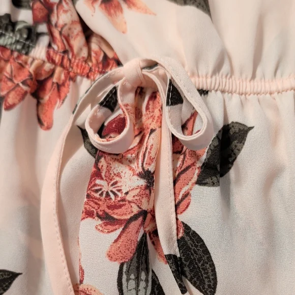 Streetwear Society Pink Floral Zip Front Peplum Blouse Top Sleeveless [Size M] - Picture 7 of 7